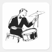 Retro Drummer Vierkante Sticker (Voorkant)