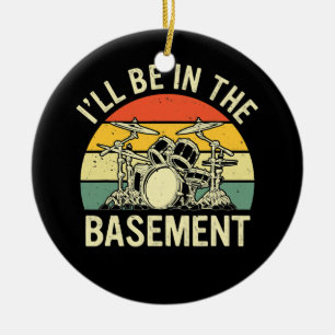 Retro drumset design Funny Drummer Mannen Vrouwen Keramisch Ornament