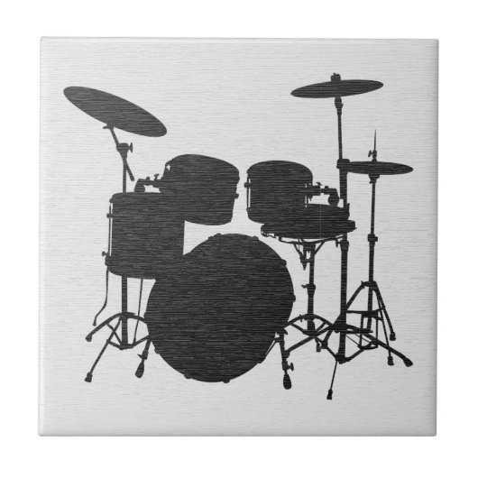 Retro Drumstel Silhouette Keramische Tegel Tegeltje (Voorkant)