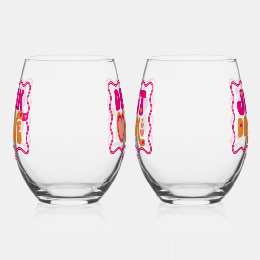 Retro Drunk in Love Bachelorette-weekend Wijnglas Zonder Voet (Links)