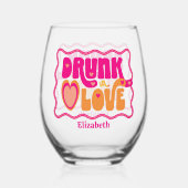 Retro Drunk in Love Meisjesuitje Feestje Wijnglas Zonder Voet (Achterkant)