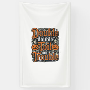 Retro Dubbele Problemen Halloween T-shirt Ontwerp Spandoek