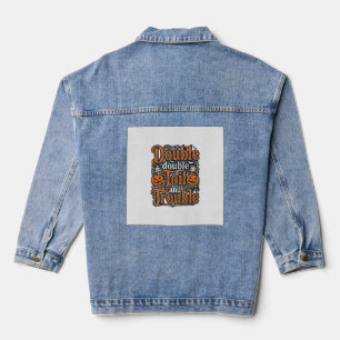 Retro Dubbele Toil Trouble Halloween T-shirt Ontwe Denim Jacket