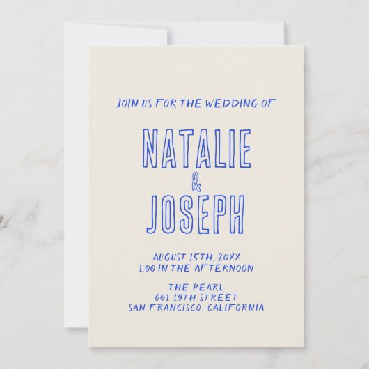 Retro Dubbelzijdige Hand-Geschreven QR Code Weddin Kaart (Voorkant)