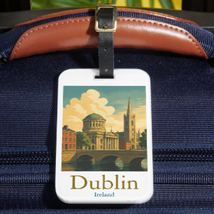 Retro Dublin Ierland Reizen kunstwerk Bagagelabel