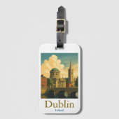 Retro Dublin Ierland Reizen kunstwerk Bagagelabel (Voorkant (verticaal))