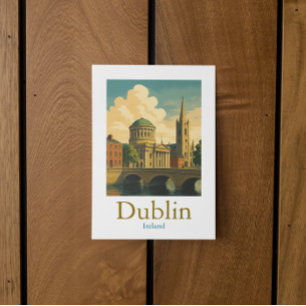 Retro Dublin Ierland Reizen  kunstwerk Briefkaart