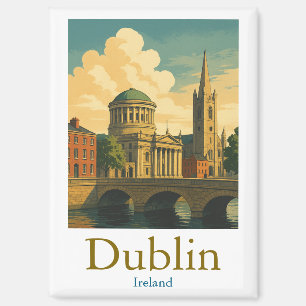 Retro Dublin Ierland Reizen  kunstwerk Magneet