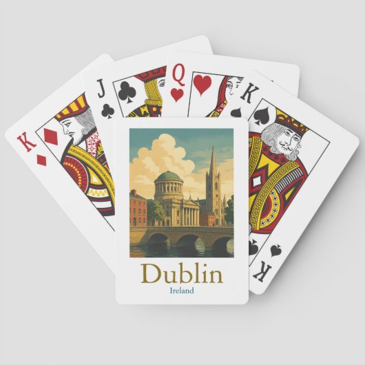 Retro Dublin Ierland Reizen kunstwerk Pokerkaarten (Achterkant)