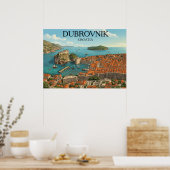 Retro Dubrovnik Adriatic Coast Illustration Travel Poster (Keuken)