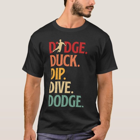 Retro Duck Dip Dive Grappige Dodgeball Team Speler T-shirt (Voorkant)
