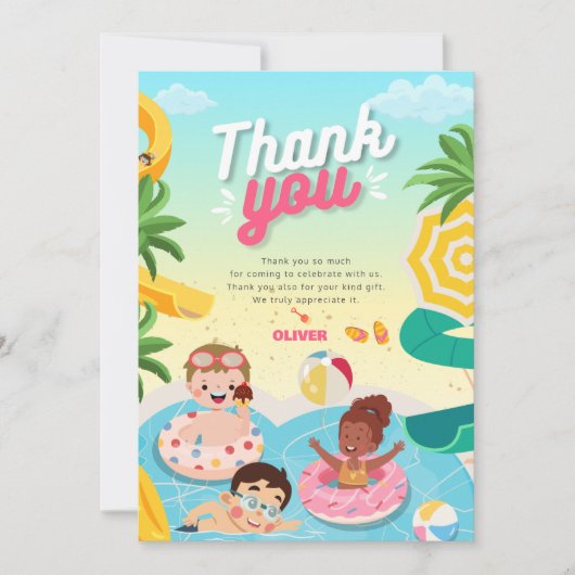 Retro duik in vijf 5e verjaardag bedankkaart (Voorkant)