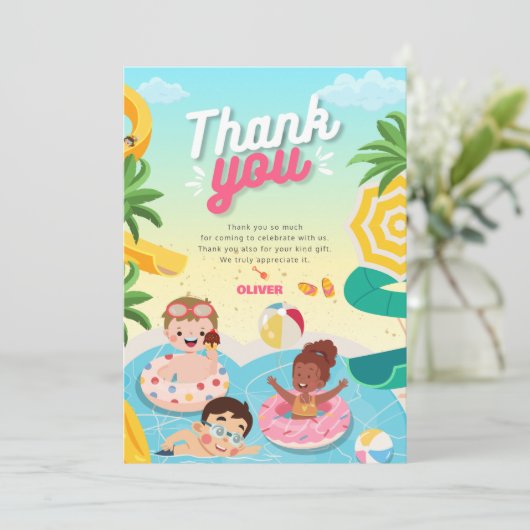 Retro duik in vijf 5e verjaardag bedankkaart (Staand voorkant)