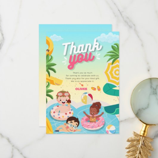 Retro duik in vijf 5e verjaardag bedankkaart (Voorkant / Achterkant in situ)