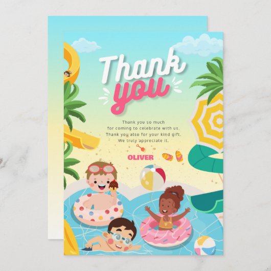 Retro duik in vijf 5e verjaardag bedankkaart (Voorkant / Achterkant)