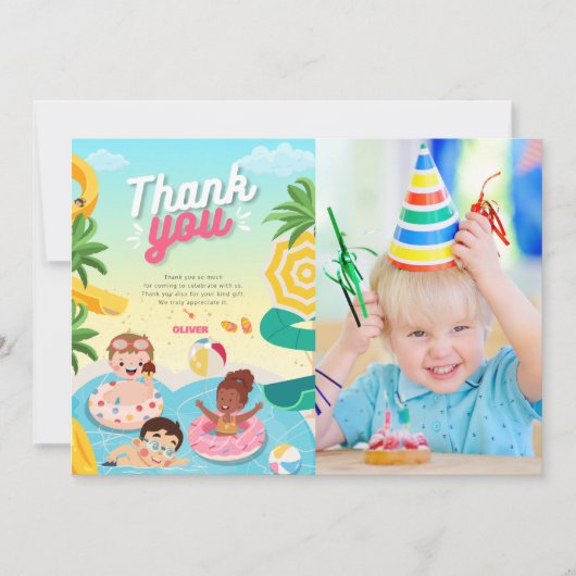 Retro duik in vijf 5e verjaardag bedankkaart (Voorkant)