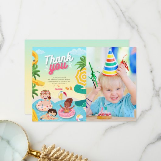 Retro duik in vijf 5e verjaardag bedankkaart (Voorkant / Achterkant in situ)