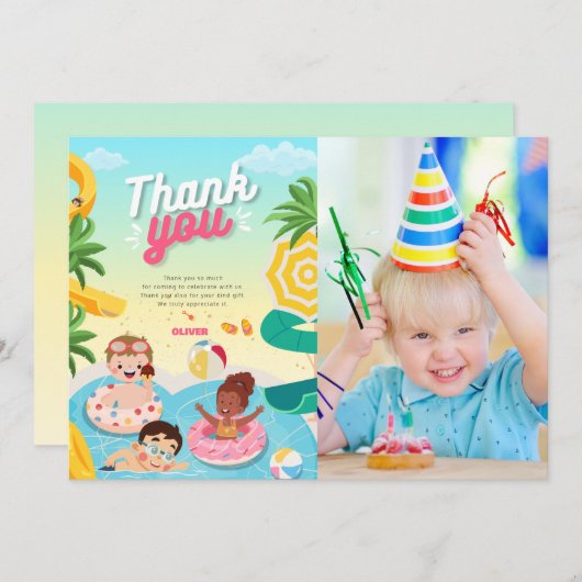 Retro duik in vijf 5e verjaardag bedankkaart (Voorkant / Achterkant)