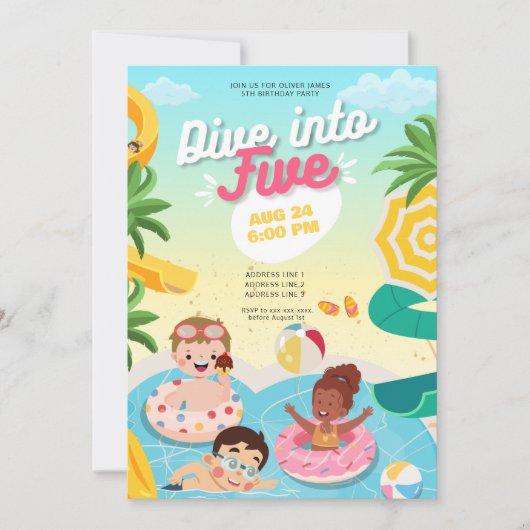 Retro duik in vijf 5e verjaardag kaart (Voorkant)