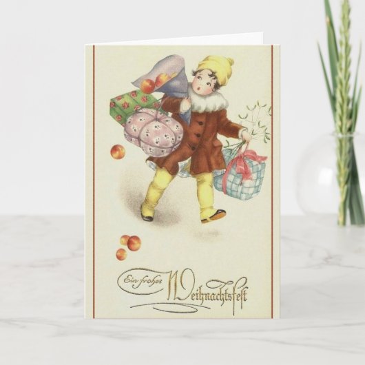 Retro Duitse Frohes Weihnachtsfest Kerst Kaart (Voorkant)