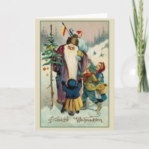 Retro Duitse Fröhliche Weihnachten Kerst Kaart
