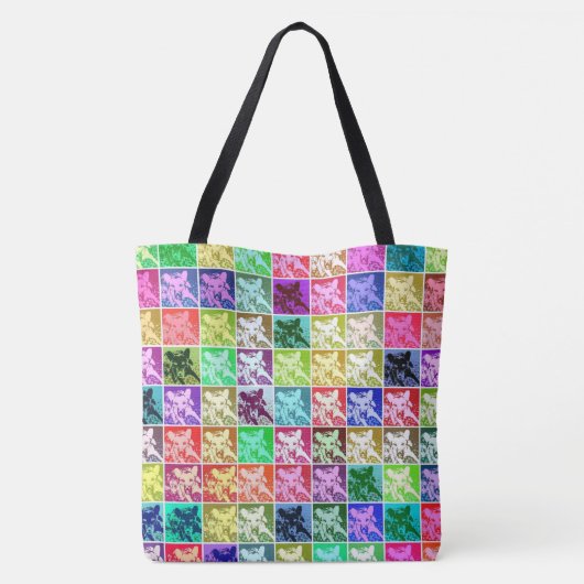 Retro Duitse Herder Hond Pop Kunst All-Over-Print Tote Bag (Achterkant)