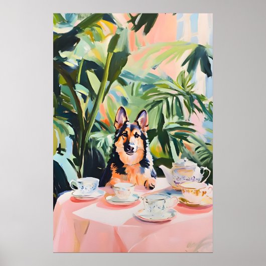 Retro Duitse Herder Poster, Duitse Herder Olie Poster (Voorkant)