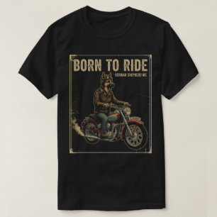 Retro Duitse Herdershond Biker 'Geboren om te Rijd T-shirt