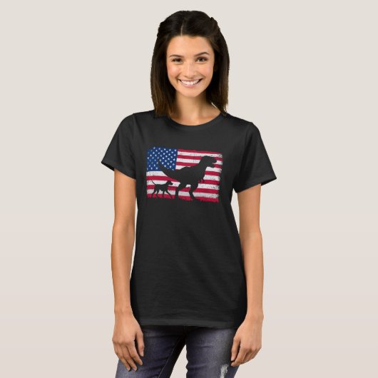 Retro Duitse kortharige pointer 4 juli Ameri T-shirt (Voorkant volledig)