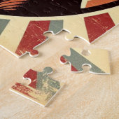 Retro Duitse kortharige pointer geel bruin kunst Legpuzzel (Zijkant)