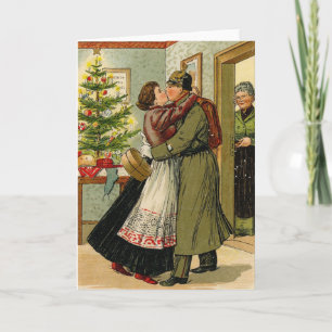 Retro  Duitse Soldaat Kerst Feestdagen Kaart
