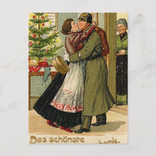 Retro  Duitse Soldaat Kerst Feestdagenkaart (Voorkant)