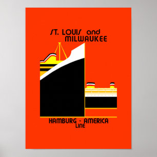 Retro Duitsland Amerikaanse scheepvaartlijn en Poster