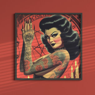 retro duivels meisje poster