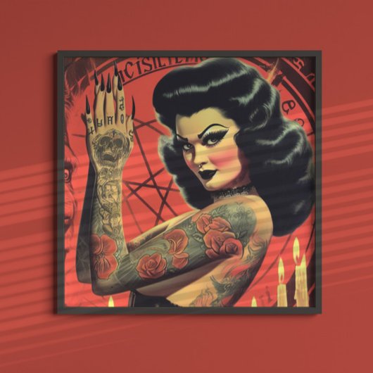 retro duivels meisje poster