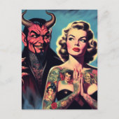 Retro duivelse getatoeëerde pin-up briefkaart (Voorkant)