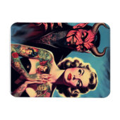 Retro duivelse getatoeëerde Pin-up Magneet (Horizontaal)