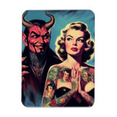 Retro duivelse getatoeëerde Pin-up Magneet (Verticaal)