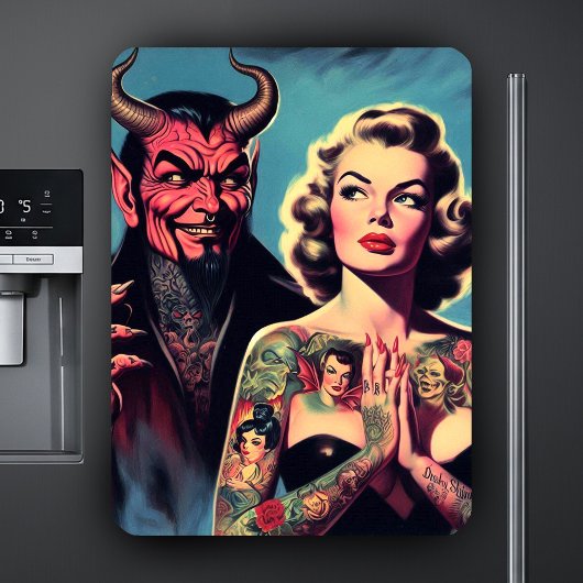 Retro duivelse getatoeëerde Pin-up Magneet