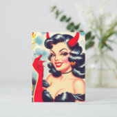 Retro duivelse Pin-up Briefkaart (Staand voorkant)