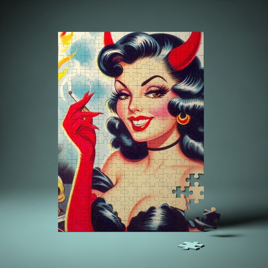 Retro duivelse pin-up legpuzzel