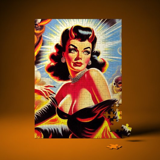 Retro duivelse pin-up legpuzzel