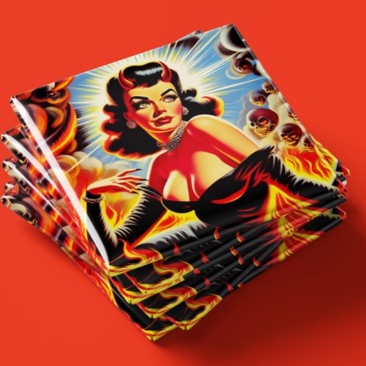Retro duivelse pin-up magneet