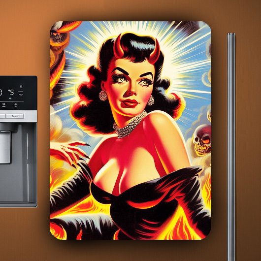 Retro duivelse Pin-up Magneet