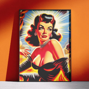 Retro duivelse pin-up perfect poster