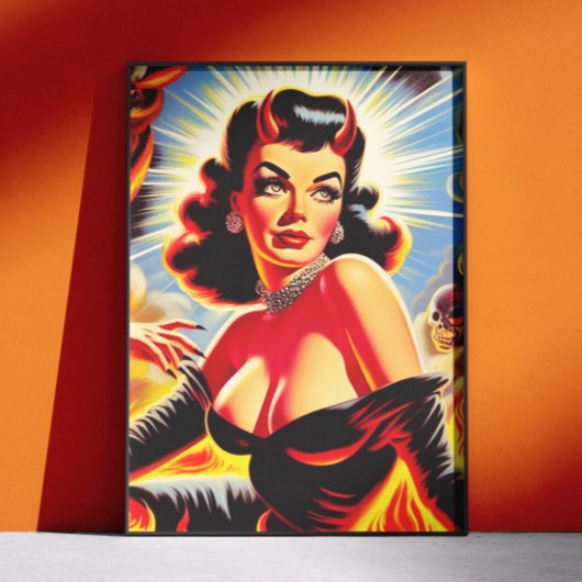 Retro duivelse pin-up perfect poster