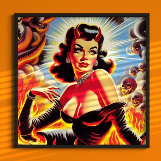 Retro duivelse pin-up poster