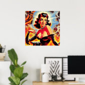 Retro duivelse pin-up poster (Thuiskantoor)