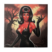 Retro duivelse pin-up tegeltje (Voorkant)