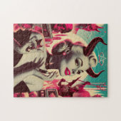Retro duivelse vrouw collage legpuzzel (Horizontaal)